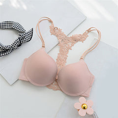 BONJEAN lace sexy Lingerie women adjustable push up bras Underwear Front Closure girls small bra floral deep V backless Bralette