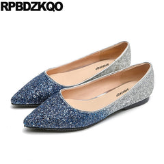 Ladies Beautiful Flats Shoes 2017 Sparkling Pink Women Slip On European Glitter Pointed Toe Wedding Fashion Latest Spring Autumn