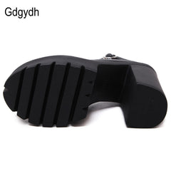 Gdgydh 2018 new spring autumn casual high-heeled shoes sexy ruslana korshunova thick heels platform pumps Black White Size 42
