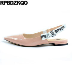 Ladies Pointed Toe Flats China Pink Designer Shoes Women Luxury 2018 Slingback Patent Leather Sandals Celebrity Nude Italian