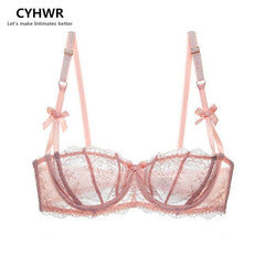 CYHWR Women transparent sexy underwire women lace ultra-thin comfortable underwear bra
