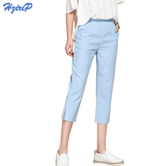 Hzirip Casual Harem Pants Women 2018 New Loose Cotton Linen Trousers Elastic High Waist Vintage Female Capris Plus Size S-3XL