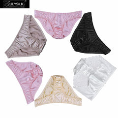 Lilysilk Panties 6 Pack Sexy Femine Silk Bikini  Random Style Random Color silk panties for teens girls silk panties
