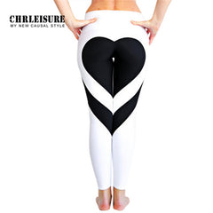 CHRLEISURE High Waist Women Leggings Spring Polyester Breathable Trousers Heart Printing Workout Lady's Legging 2018
