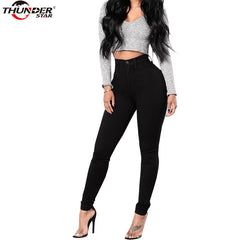 2018 Butt Lift Jeans For Women High Waist Slim Black White Denim Women Pants Skinny Pencil Stretch Pants Women Jeans