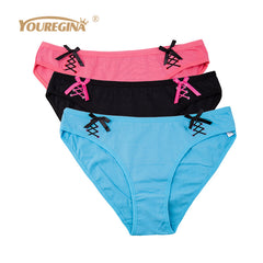 YOUREGINA Sexy Women Lace Underwear Panties Cotton Boxer Briefs Knickers Lingerie Ladies Panties Woman Underwear Cotton 3pcs/lot