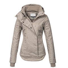 Women Hooded Coats Autumn Slim Causal Pocket Winter Jackets Fashion Asymmetrical Warm Windproof Windbreaker Basic Coat female