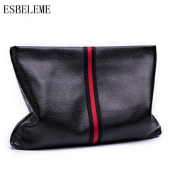Genuine Leather Businessman Day Clutches Bags for Business Black Large Capacity Super Soft Men Waist Bag Businessmen Bag YG244