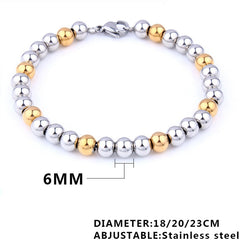 PUN bracelets beads men female bangles charm link bracelet stainless steel charms for women male couple accessories jewelry gold
