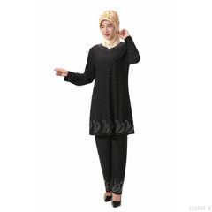Muslim women prayer clothing Crystal cotton kurta for women hot drilling Pakistan clothes 2 pieces suit sari indiano 123528