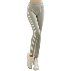 Casual Side Striped Legging Black Grey Cotton Blended Fabric Mid Waist Leggins Jeggings Legins 2018 Slim High Quality Pants
