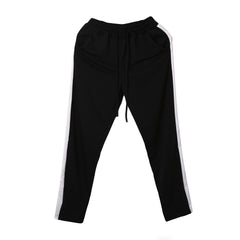 Fashion Women Stripes Track Pants Black Holiday Casual Trouser Hip Hop Jogger Sweatpant Black Solid Loose Pants