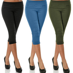 4XL Plus Size Women 3/4 Length Skinny Pants Ladies Casual Cropped Stretch Legging Trousers Capris For Women Elastic Pencil Pants